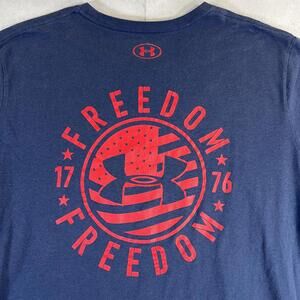 Under Armour Freedom T-Shirt Mens XXL Navy USA American Flag 1776 Loose Fit